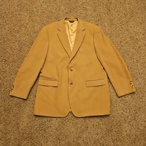BOTANY 500 MENS 46L 100% CAMEL HAIR SPORT COAT BLAZER Small Hole‎ Left Sleeve